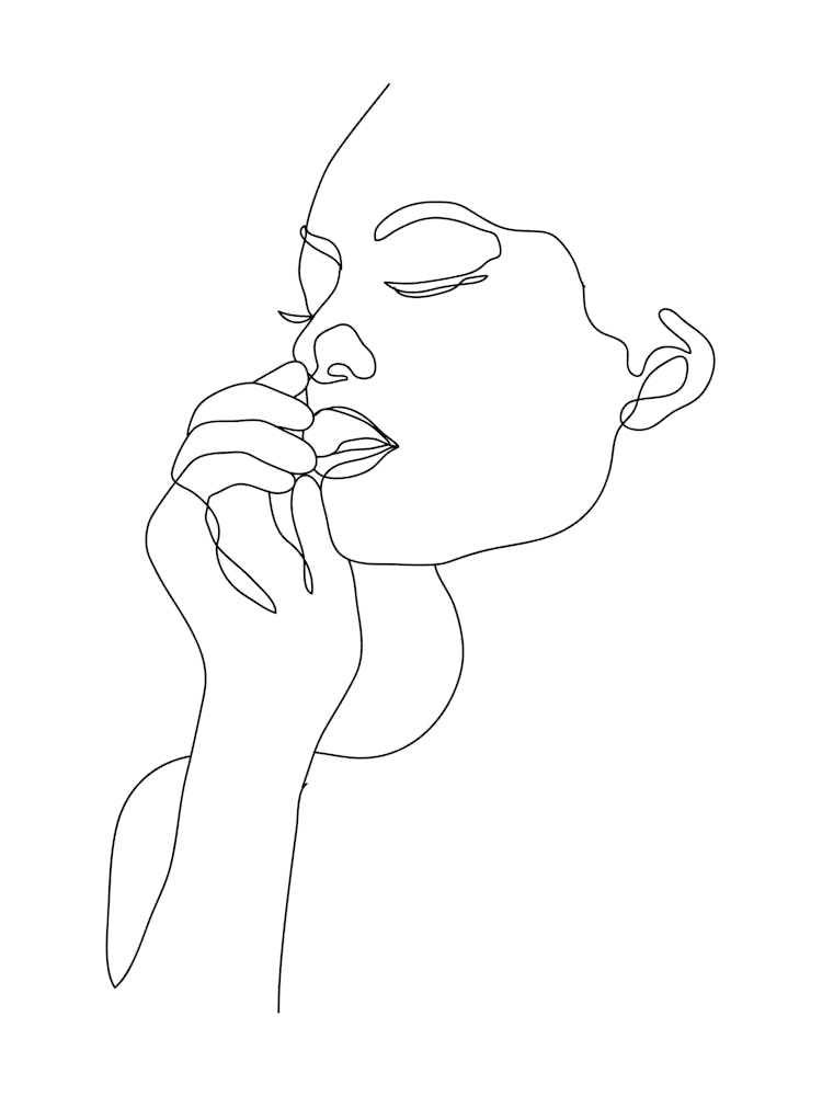 Continuous Line Drawing Of A Woman.Scandinavian wall art