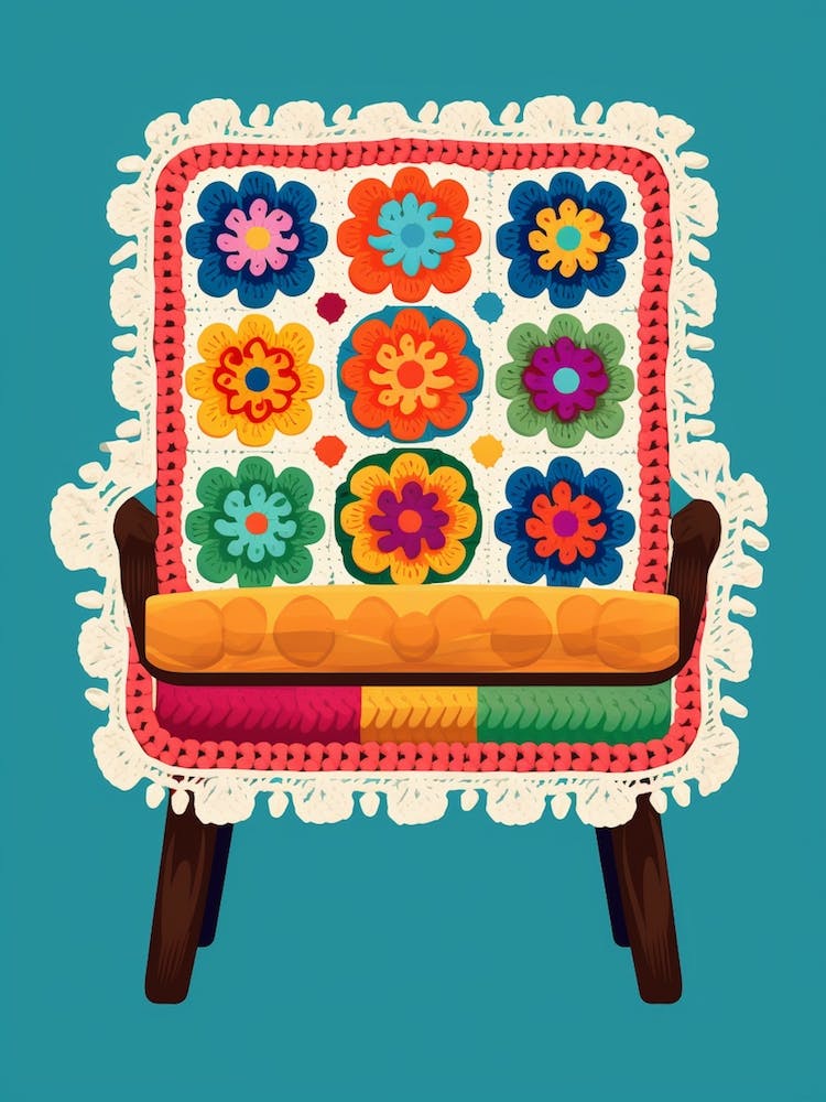Vintage Crochet Chair Illustration 1