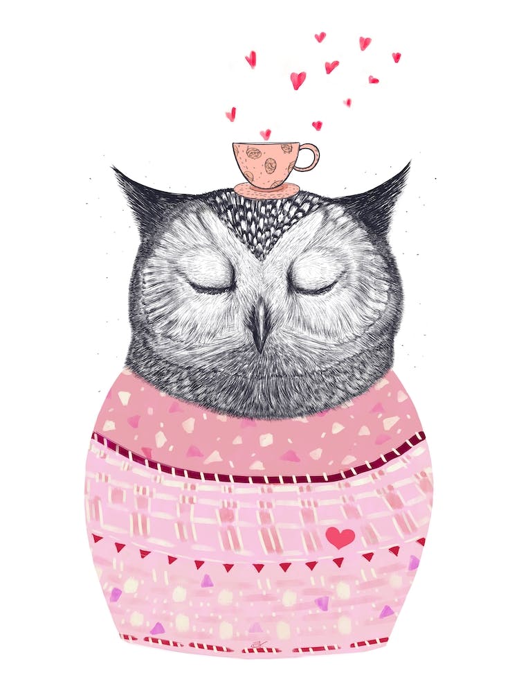 Owl With Coffee