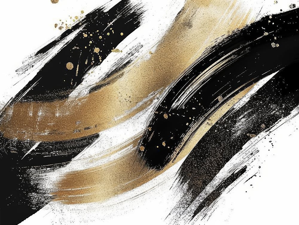 Abstract Gold And Black Painting 39