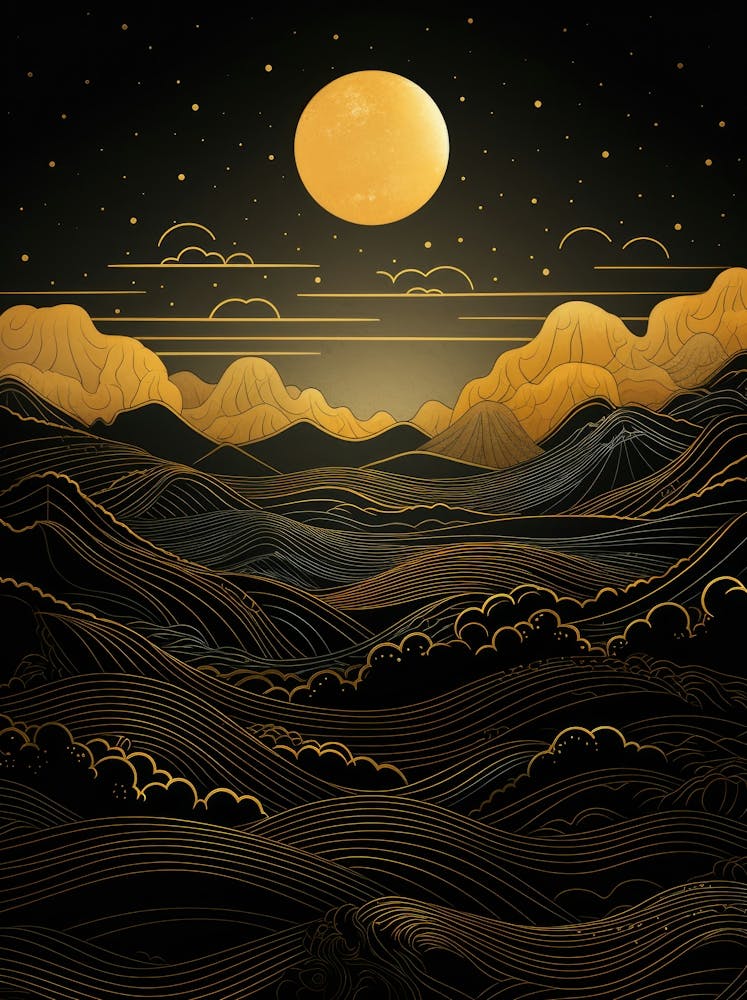 Landscape With Moon And Stars