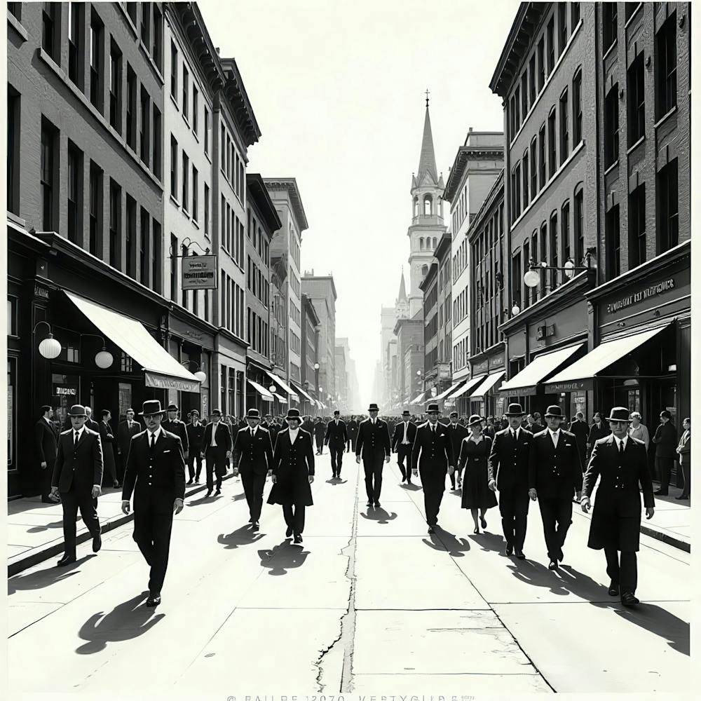 Men In Uniform Walking Down The Street