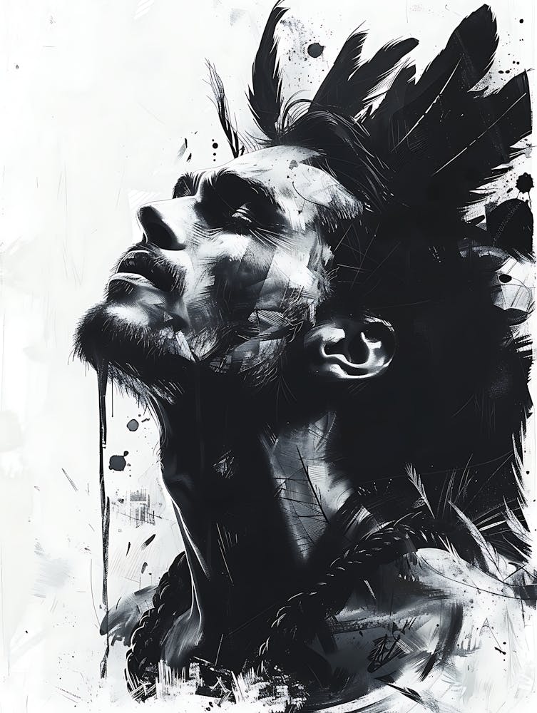 Homme aux Plumes Sombres Fantaisistes