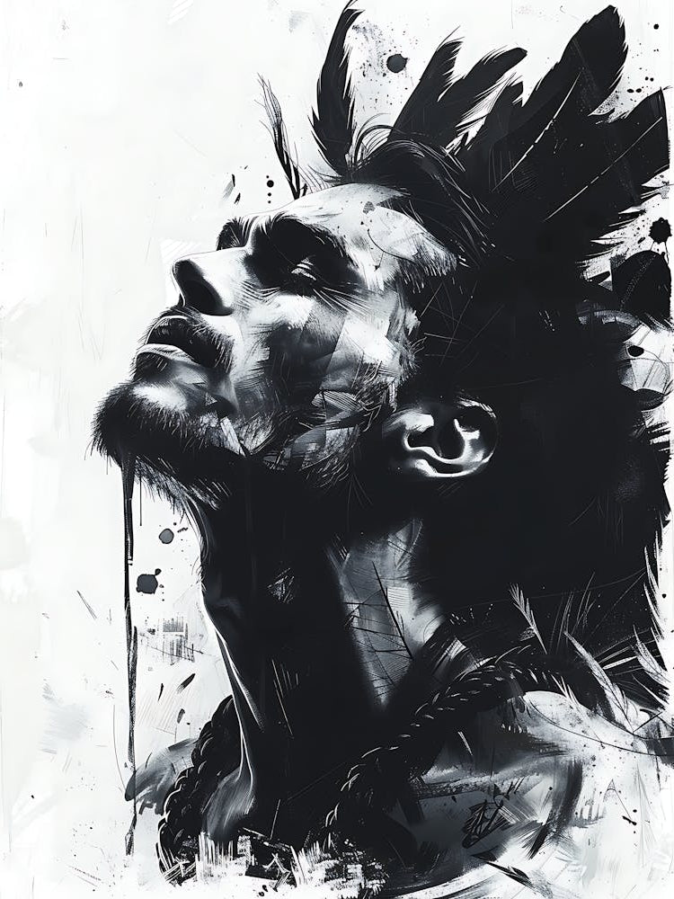 Whimsical Dark Feathers Man