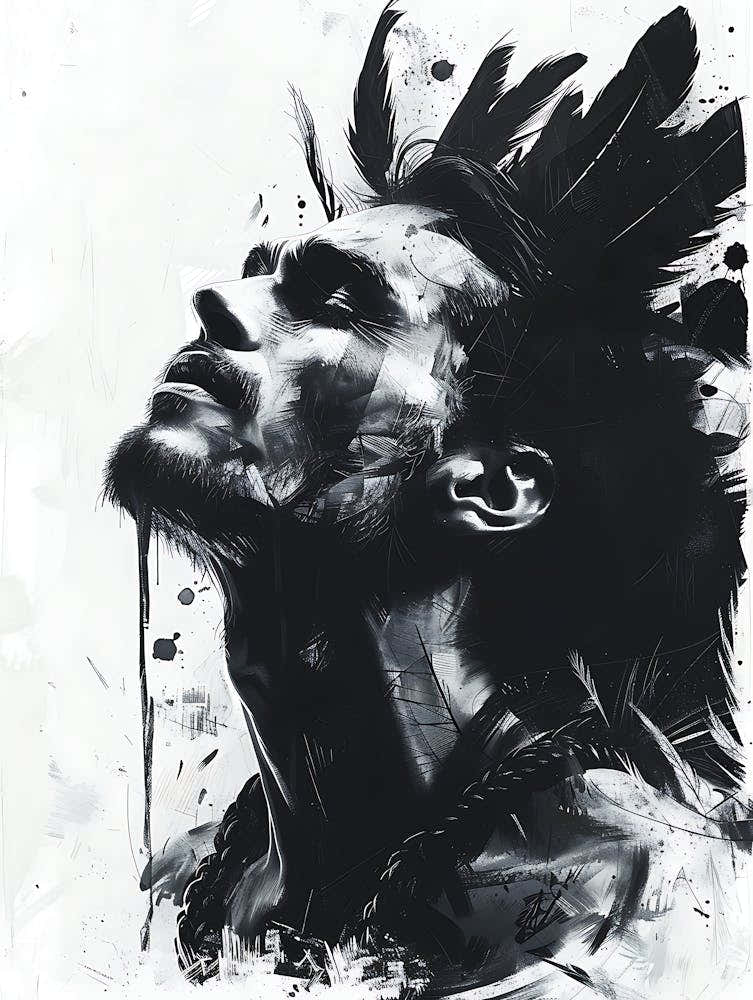 Whimsical Dark Feathers Man