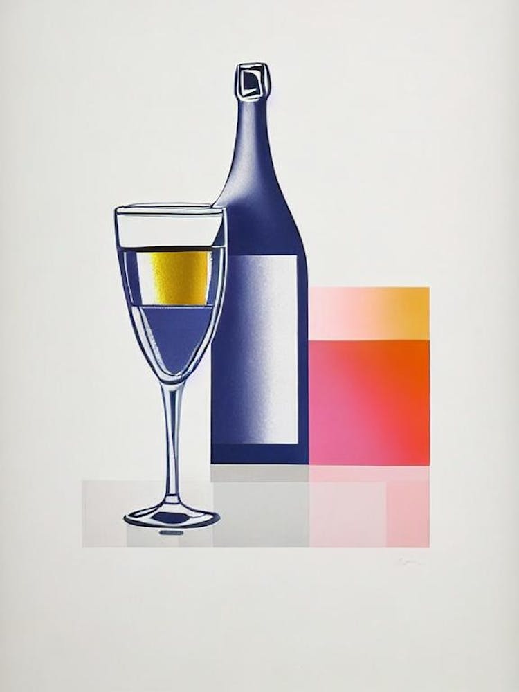 Champagne Picasso 2 Line Drawing Cocktail Poster