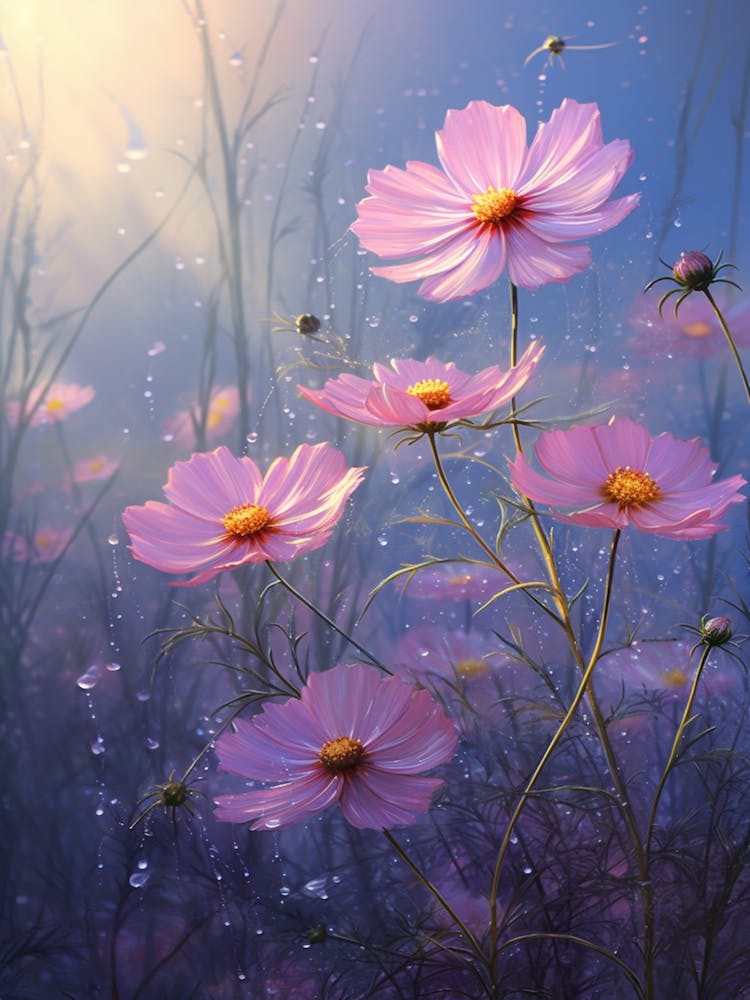 Cosmos Wildflower At Dawn In South Western Style (1)