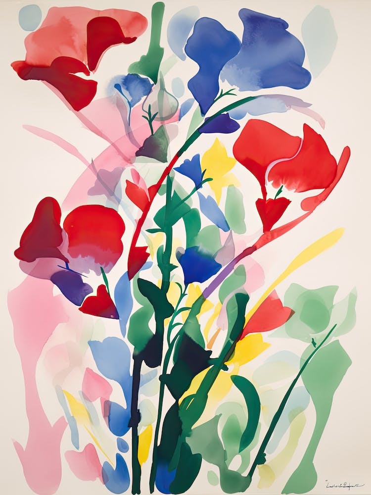 Sweet Pea Flower Illustration 1