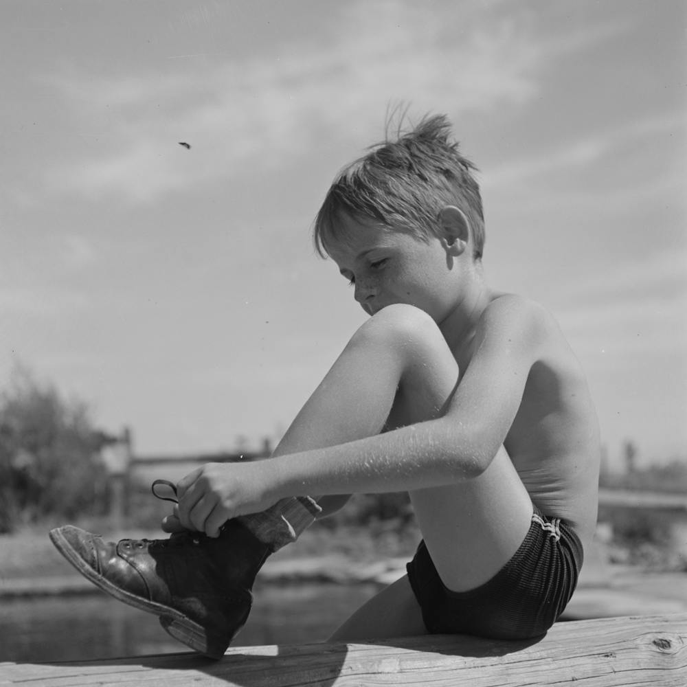 Rupert, Idaho, Schoolboy At Swimming Pool By Russell Lee