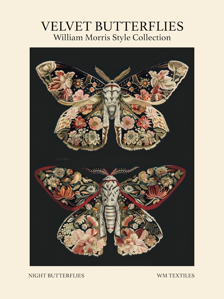 Velvet Butterflies Collection Night Butterflies William Morris Style 10