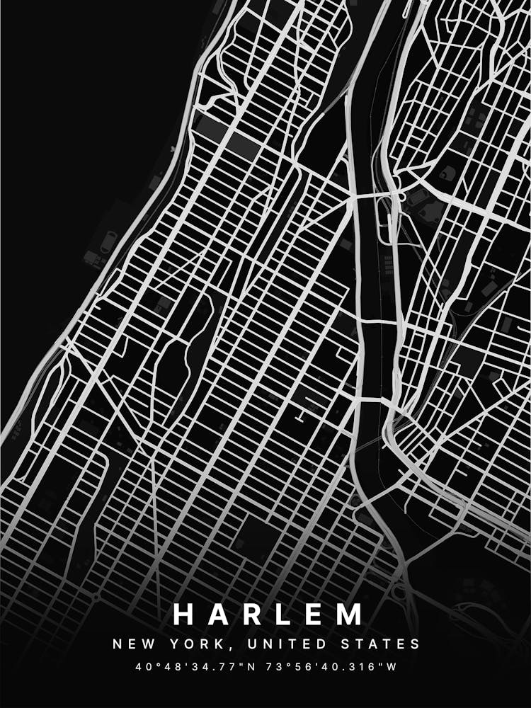 Harlem New York City USA Schwarze Karte