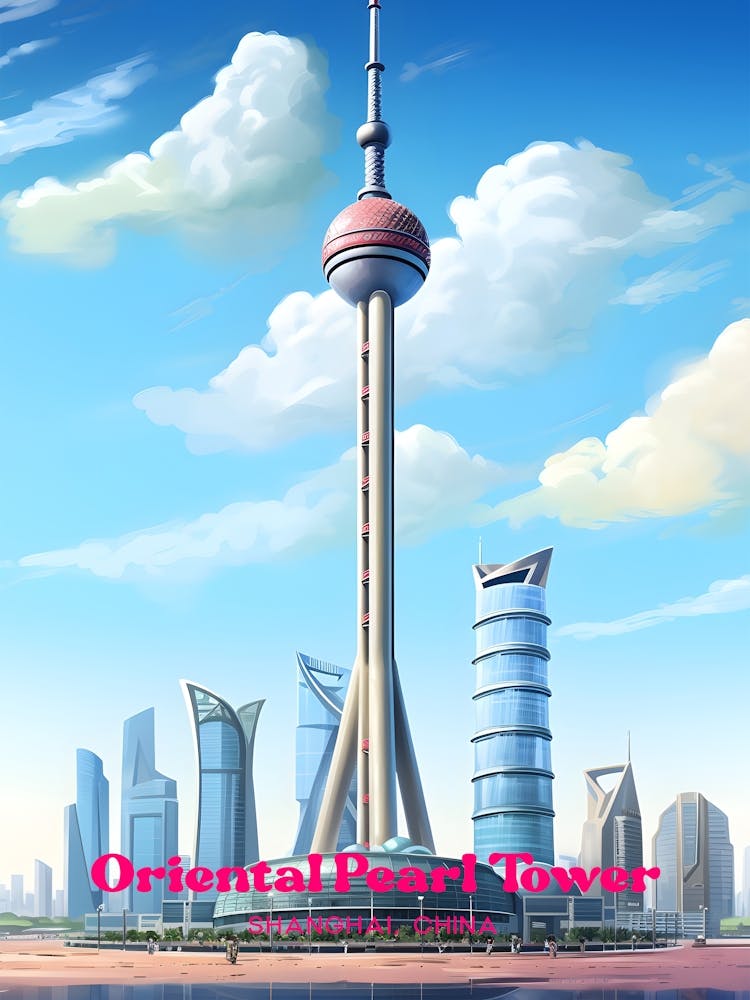 Oriental Pearl Tower Shanghai China Landmark Modern Travel Art