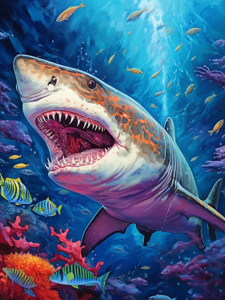A Tiger Shark Vibrant Paint Splash 2