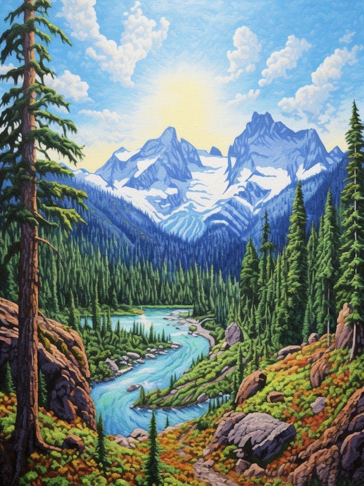 North Cascades National Park Retro Pop Art 12