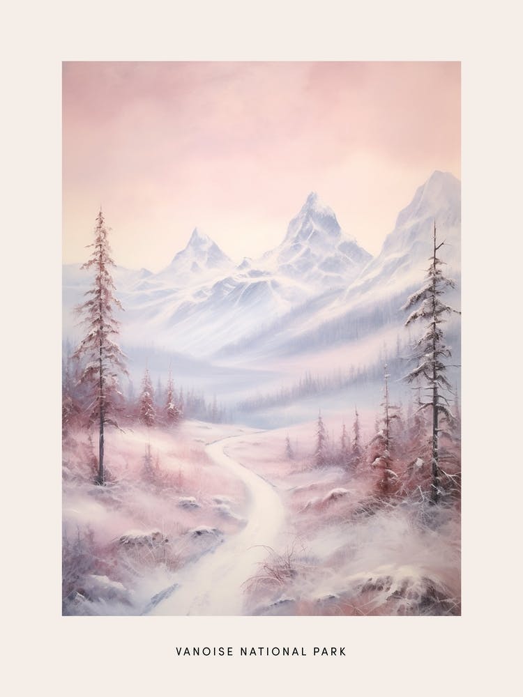 Dreamy Winter National Park Poster  Vanoise National Park France 2