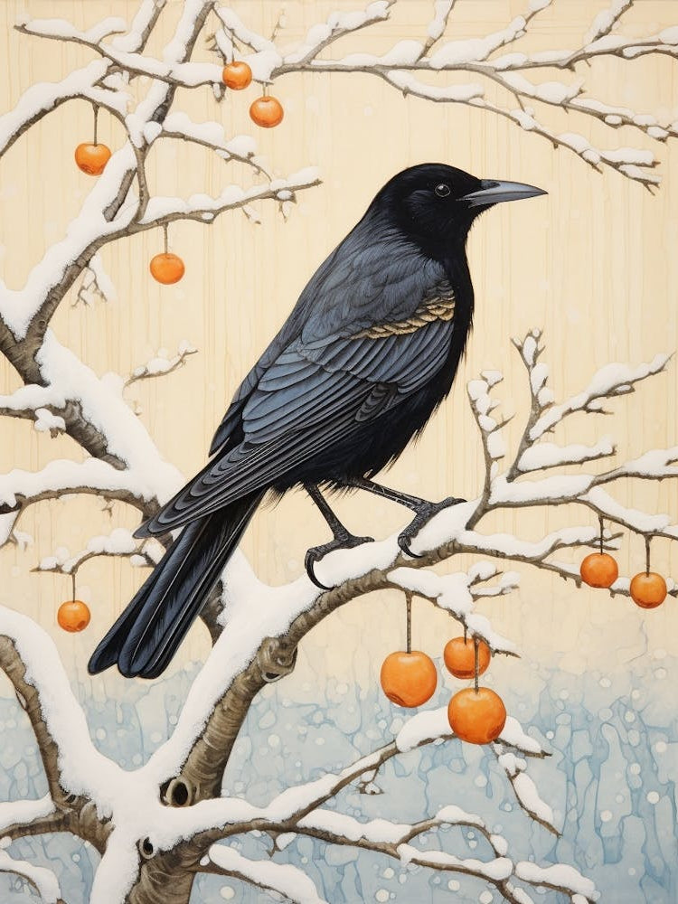 Winter Bird Painting Crow 1