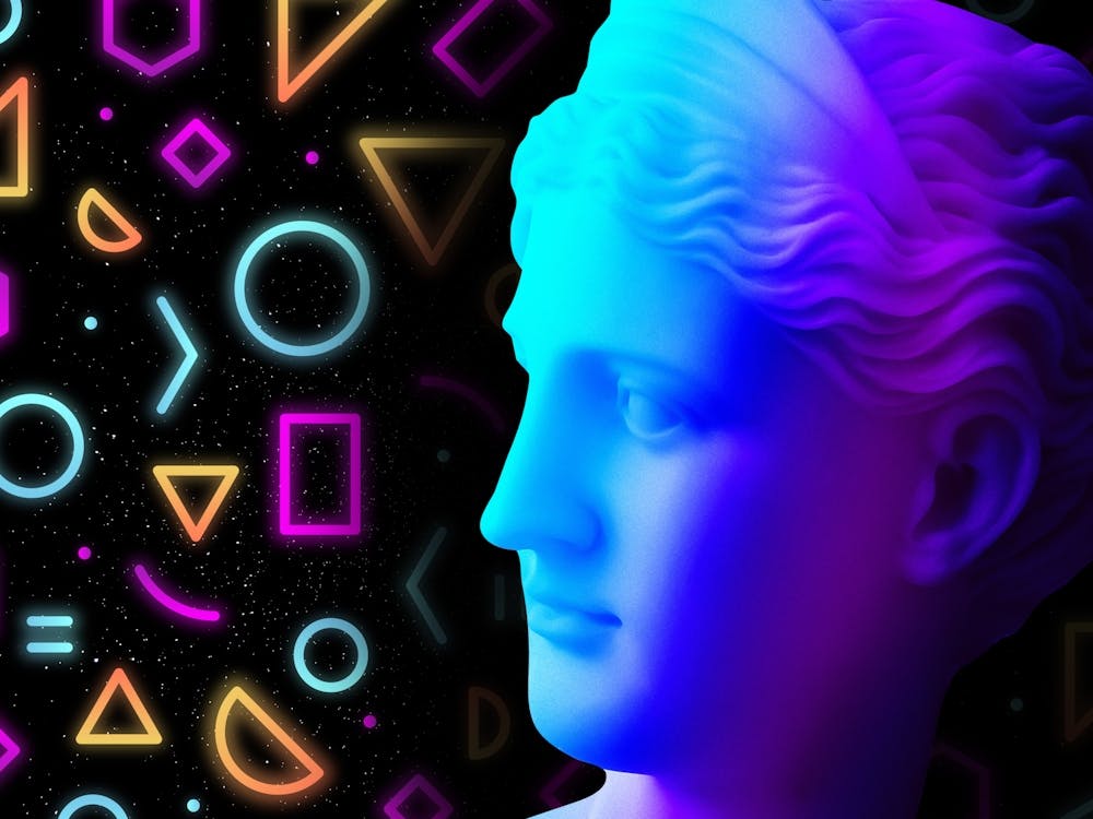 Ceres/Demeter - Ancient neon gods (synthwave/vaporwave/retrowave/cyberpunk) — aesthetic poster