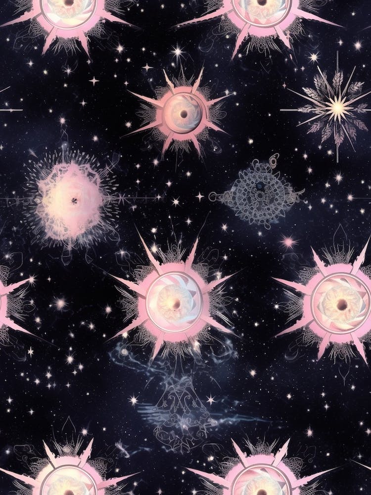 Boho Pink Shades Celestial Art 2
