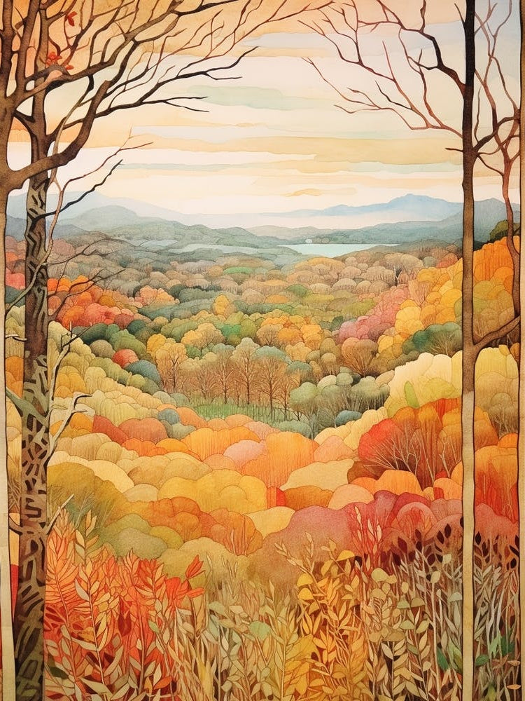 Autumn National Park Painting Shenandoah National Park Virginia Usa 4