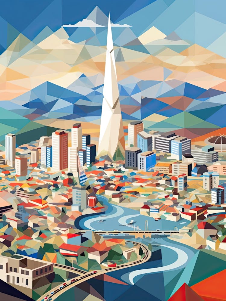 Seoul, South Korea, Geometric Illustration 2