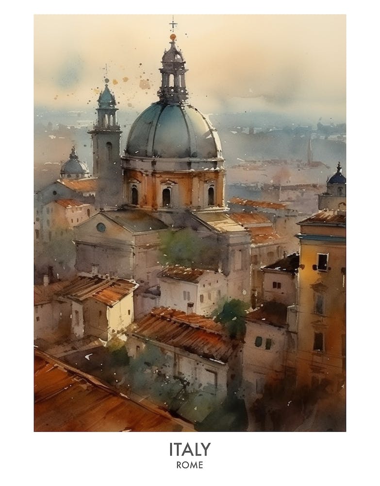 Italy, Rome 1 Watercolor Travel Poster