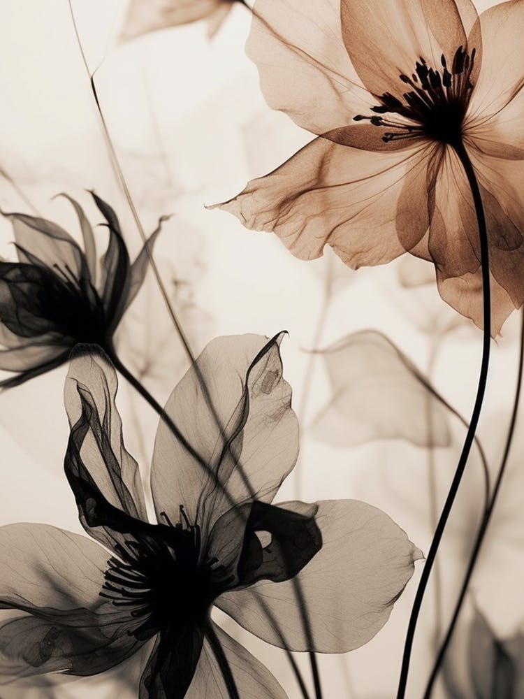 Fleurs En Noir Blanc et Sépia