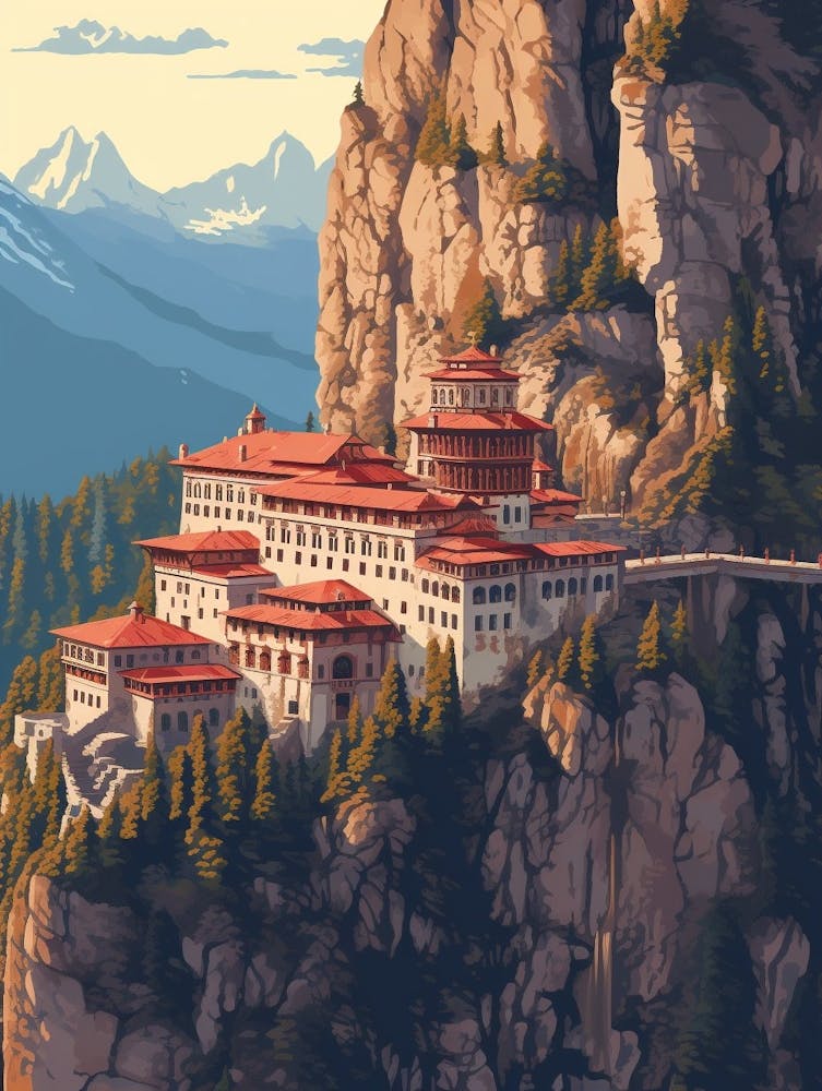 Sumela Monastery Pixel Art 3