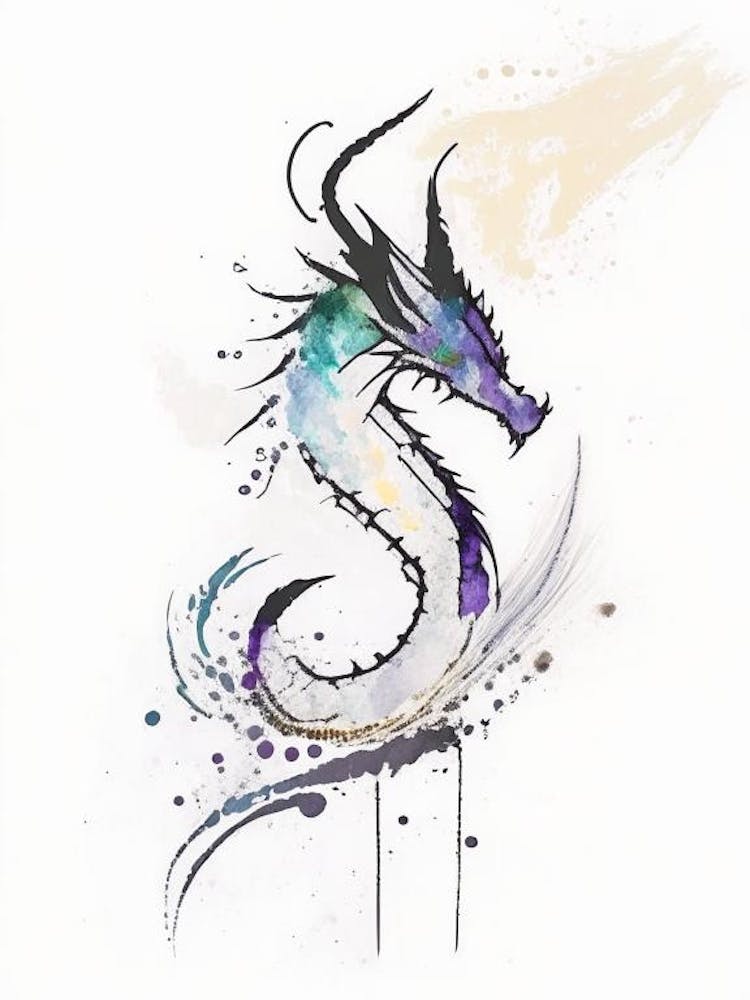 Dragon Symbol Minimal Watercolour