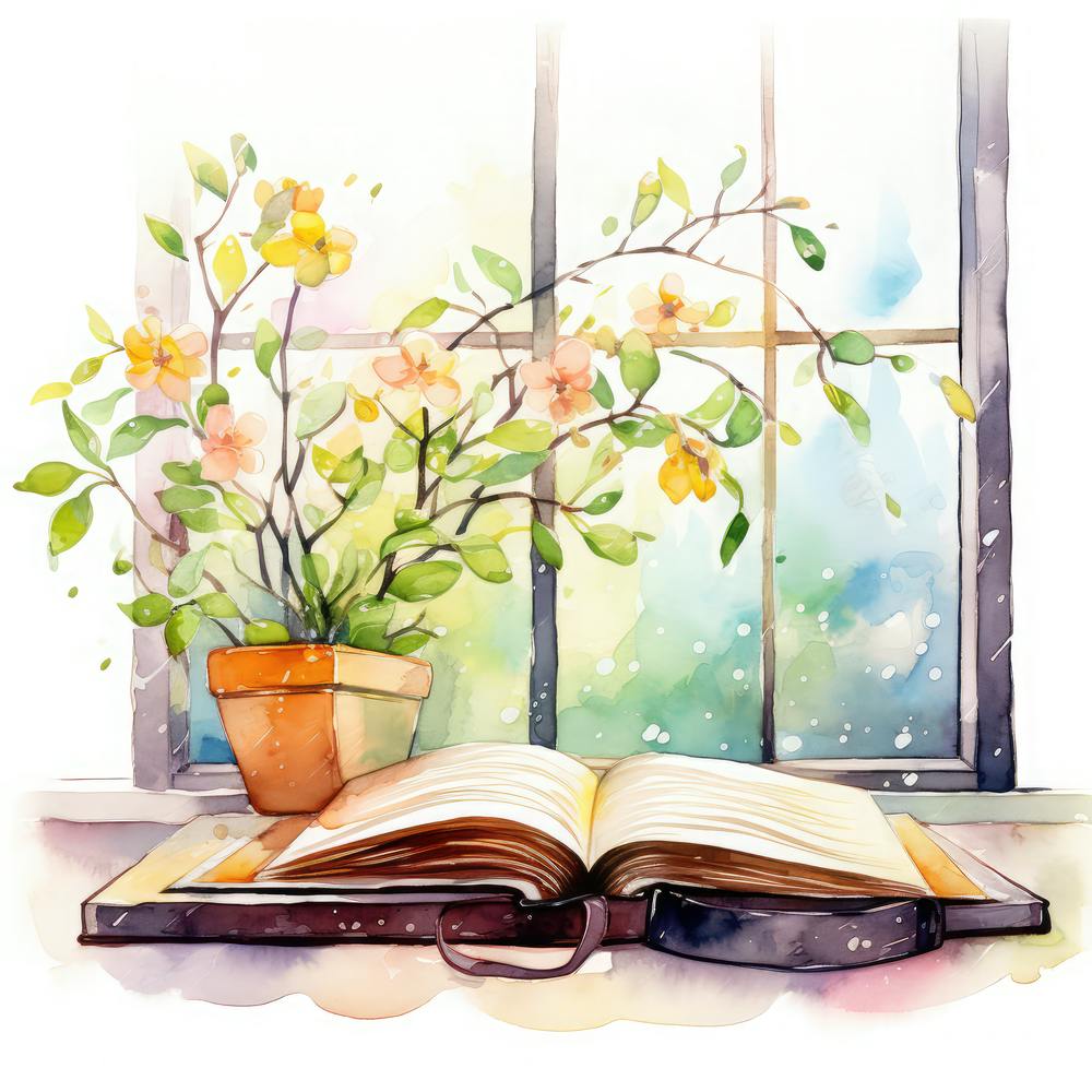 Aquarelle Livre et Fleurs 3
