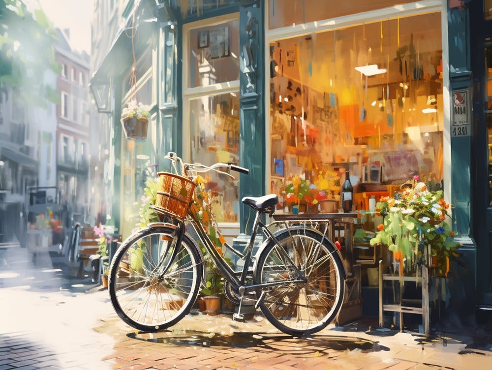 Bicycle In Front Of Shop