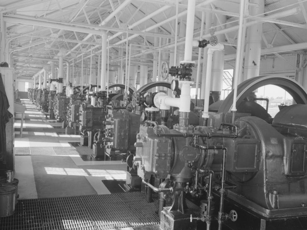 Untitled Photo, Possibly Related To Interior Of Diesel Engine Motor Plant At Oil Refinery, Seminole, Oklahoma By