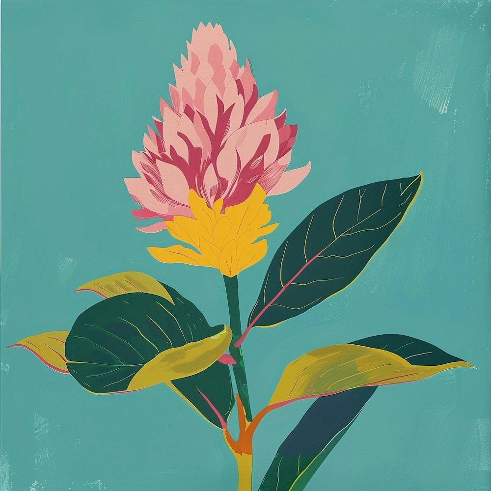 Celosia 2 Square Flower Illustration
