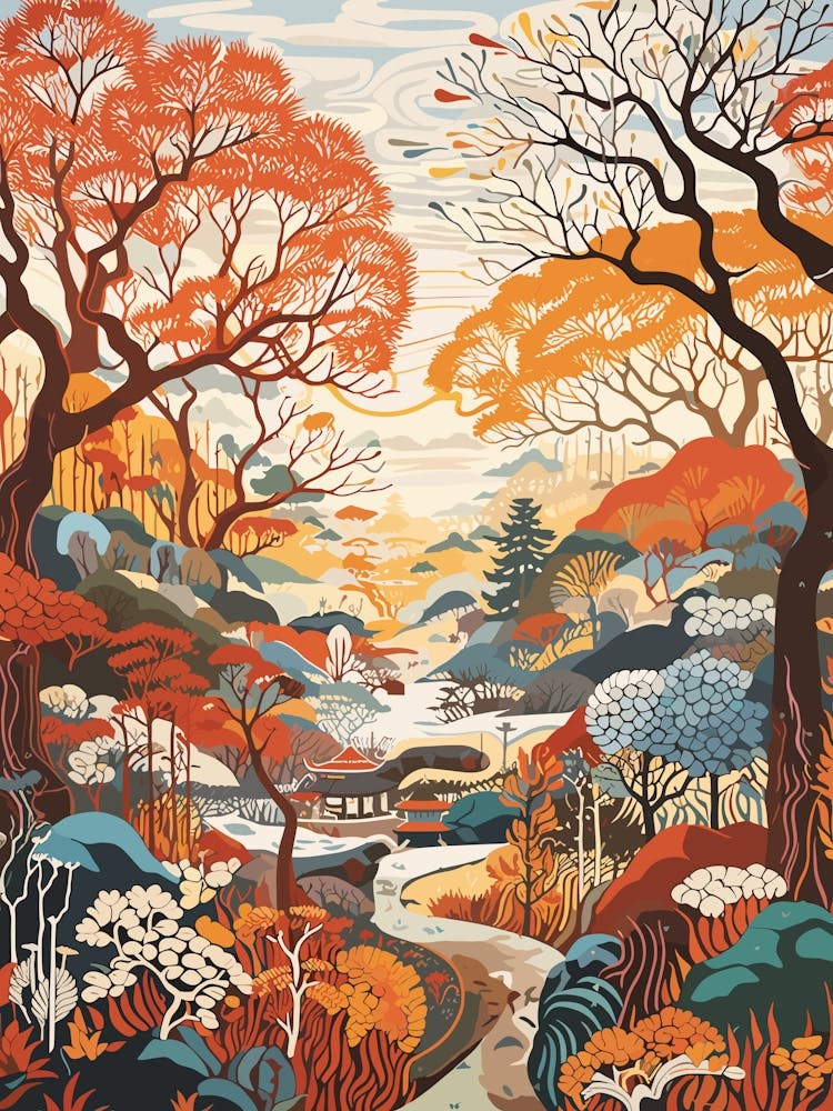 The Garden Of Morning Calm South Korea Modern Illustration 2