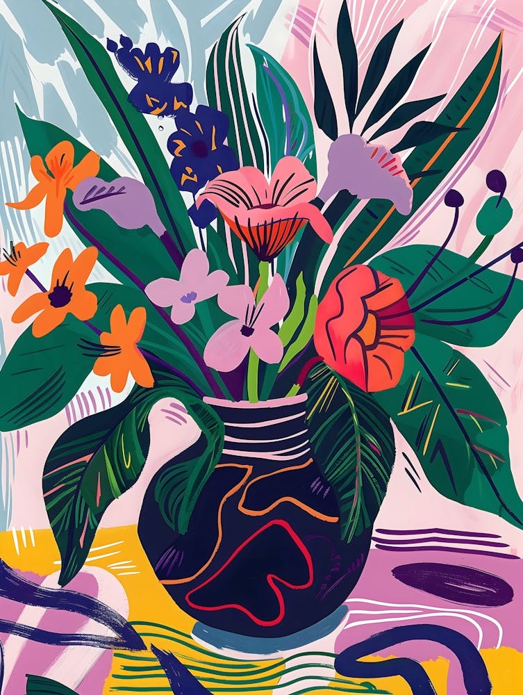 Matisse Inspired, Flowers In A Vase, Fauvism Style