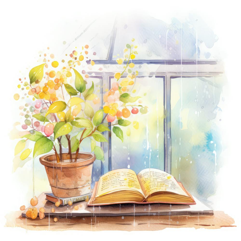Watercolor Book And Flowers 2