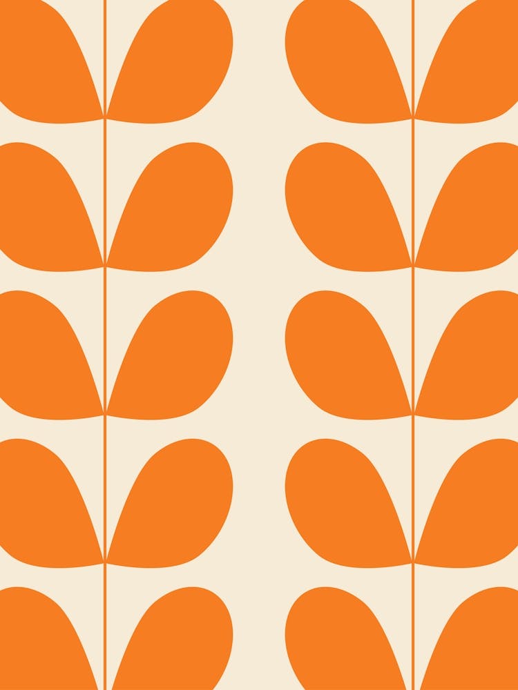 Mid Century Modern Leaf Print Orange
