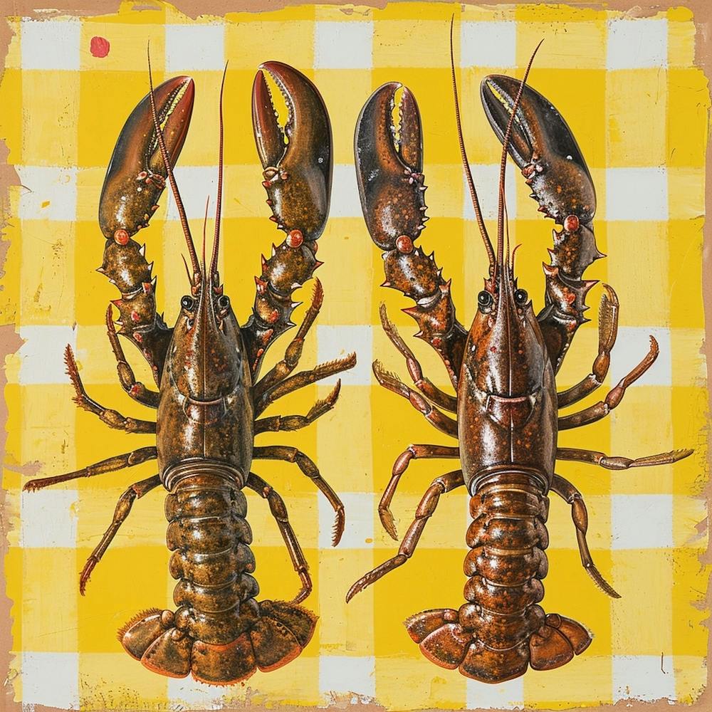 Lobster Yellow Checkerboard 1