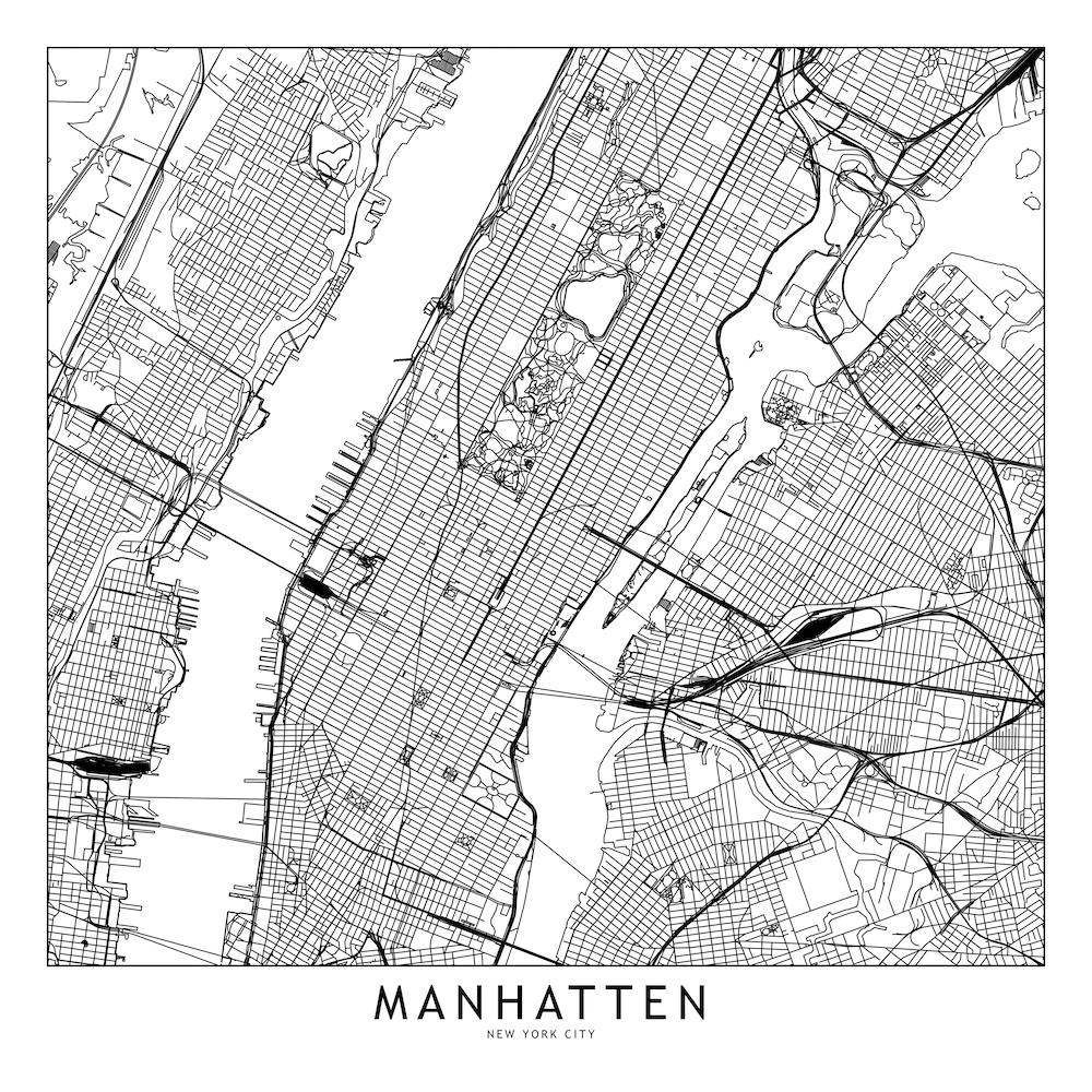 Manhatten White Map Square
