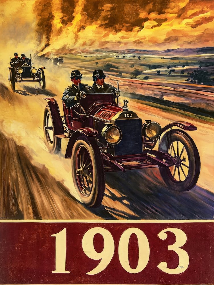 Aihrgdesign A Vintage Travel Poster Of An Early 1903 Automobi 36c87340 A906 48d3 907a 3e622571ce4c 1