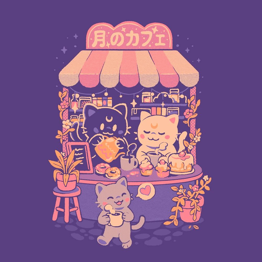 Moon Cafe Anime Kawaii Cat Aesthetic Coffee Shop 1