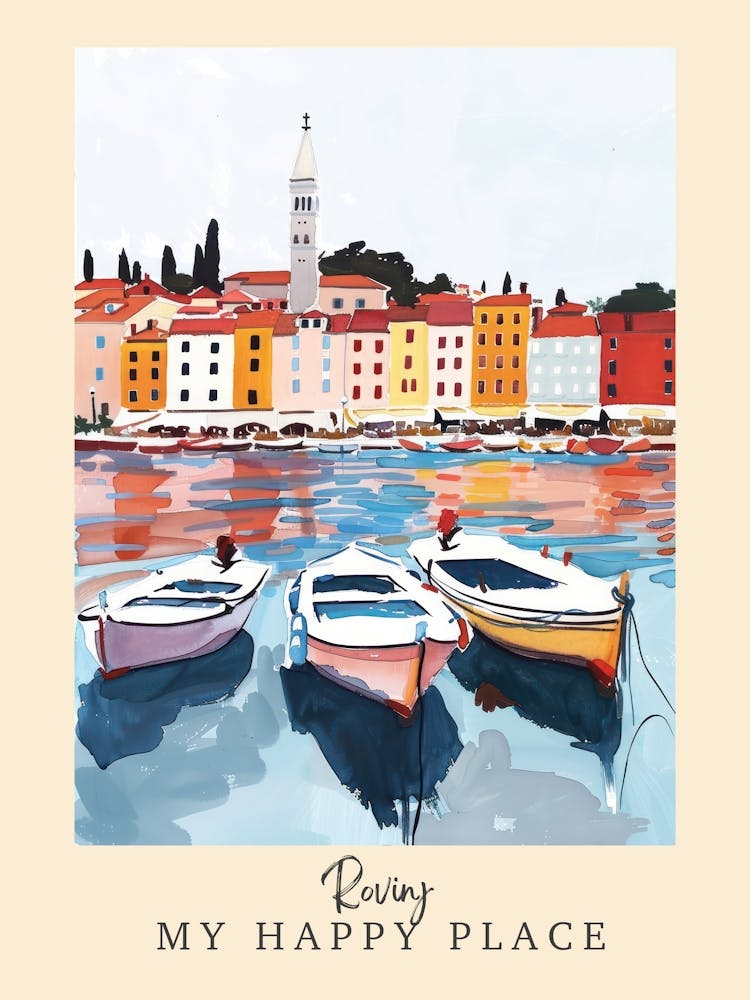 My Happy Place Rovinj 3 Travel Poster