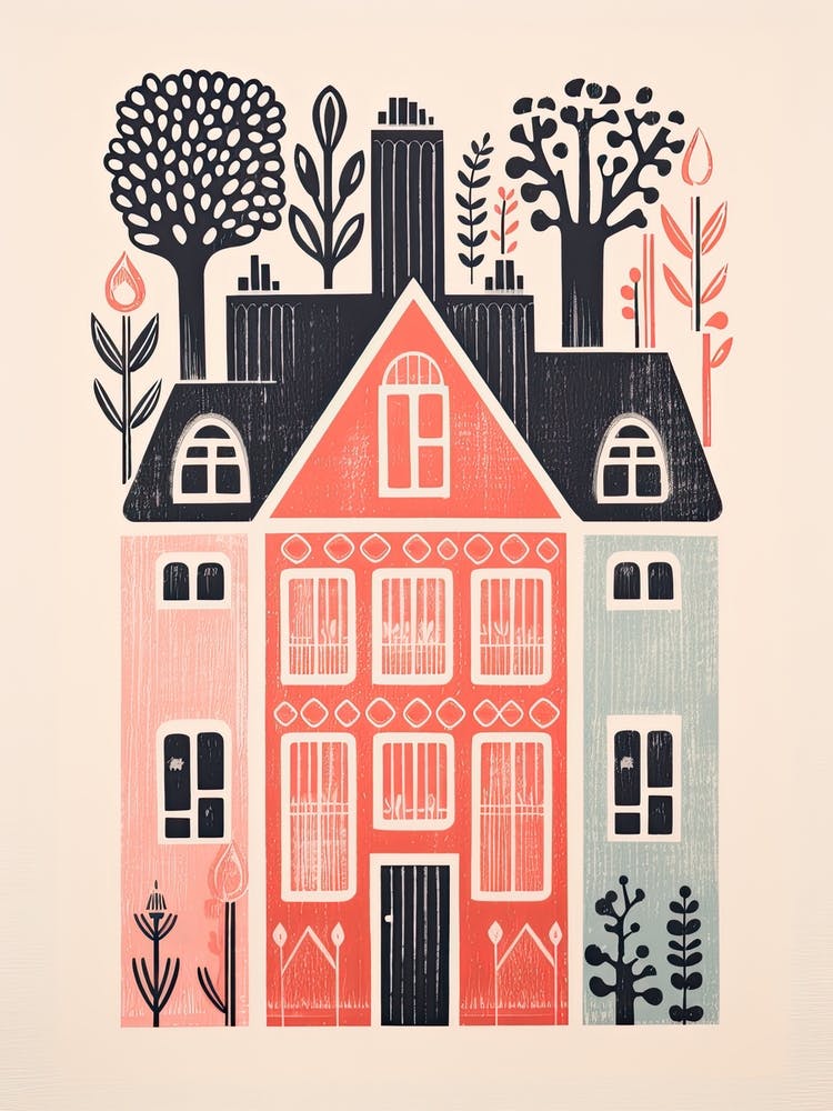 A House In Copenhagen, Abstract Risograph Style 3