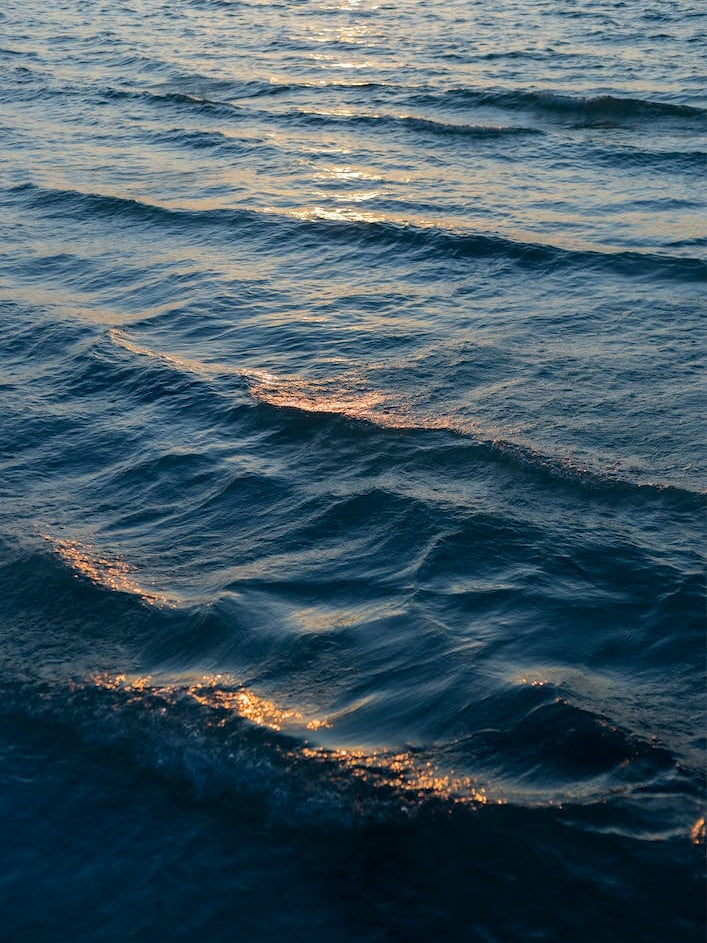 Ocean Waves And Orange Sunlight