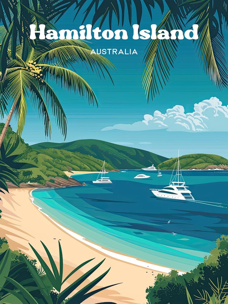 Hamilton Island Queensland Australia Travel Illustration