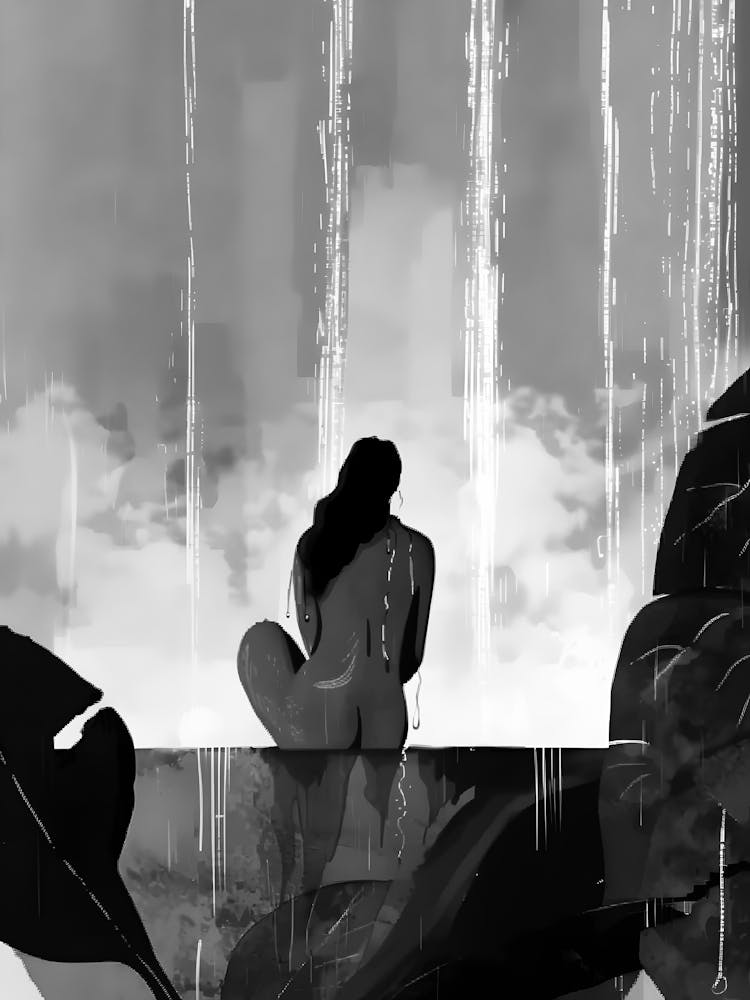 Nude Woman In The Rain