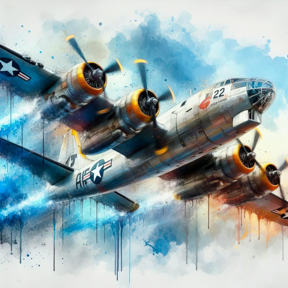 Boeing B 29 At Full Speed Watercolor Splash Well Defined 8k