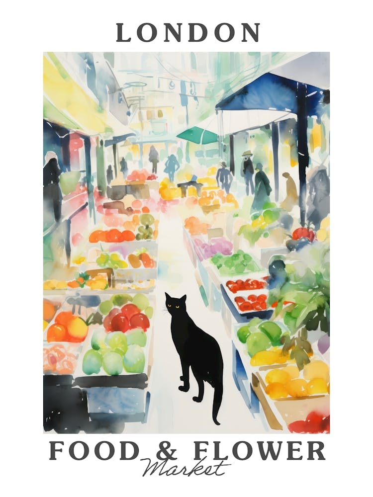 Food Market With Cats In London 1 Poster