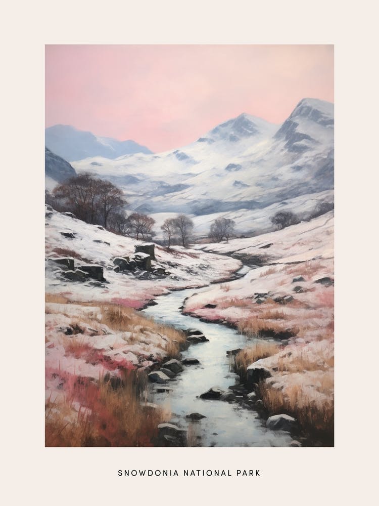 Dreamy Winter National Park Poster  Snowdonia National Park Wales 3