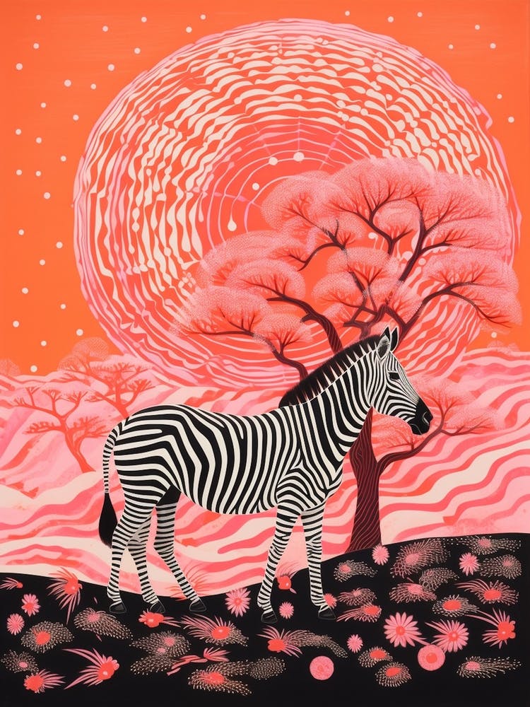Zebra Under The Baobab Tree 1