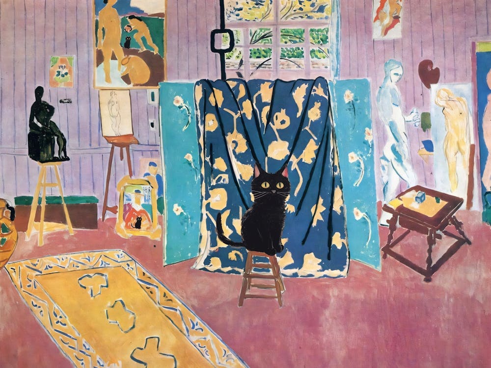 The Pink Studio With Black Cat Matisse Inspired